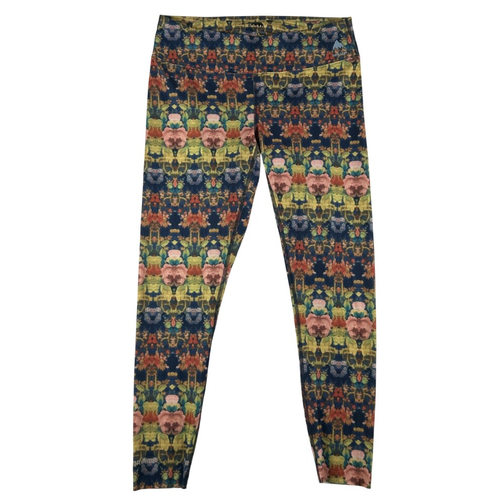 Burton Leggings Womens Medium Floral DRYRIDE Mid Rise Thermal Ski Snowboard
